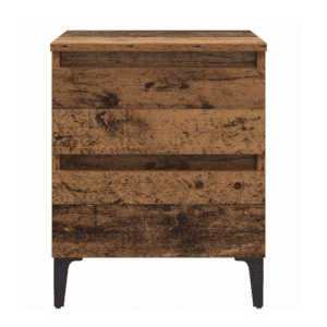 Table de chevet effet bois massif vintage à 2 tiroirs style western
