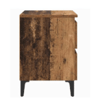 Table de chevet effet bois massif vintage à 2 tiroirs style western (2)