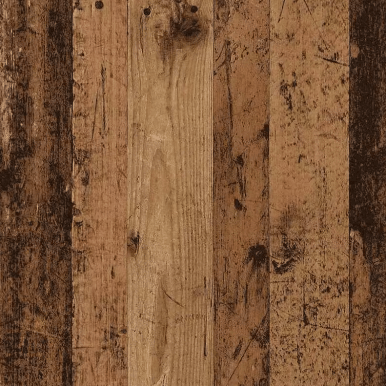 Table de chevet effet bois massif vintage à 2 tiroirs style western (4)