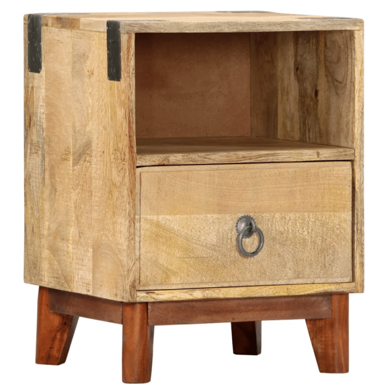 Table de chevet western en bois massif de manguier fait main (1)