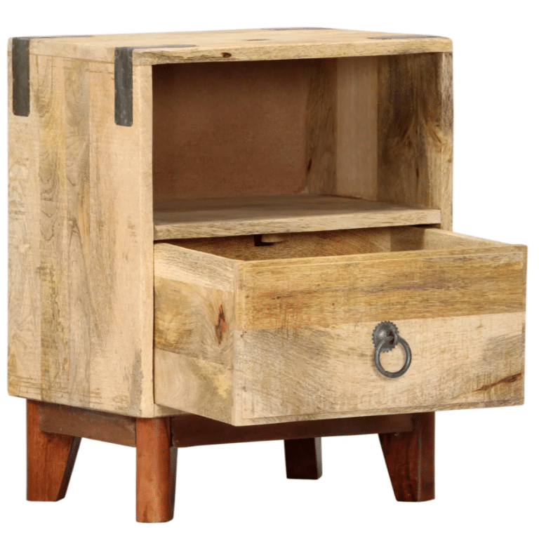 Table de chevet western en bois massif de manguier fait main (3)