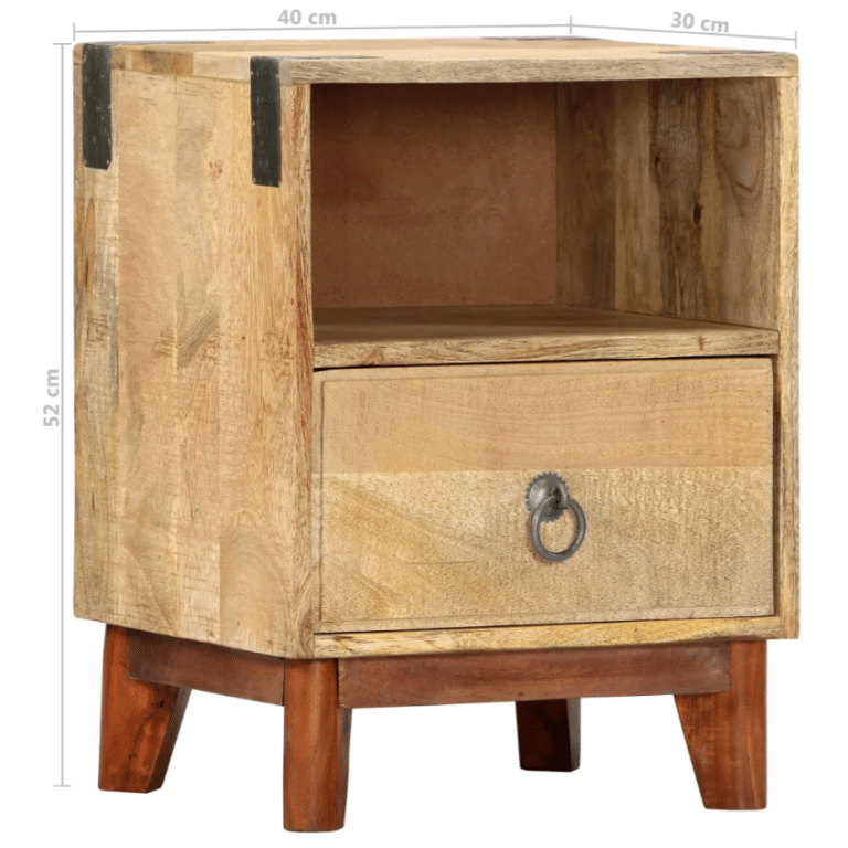 Table de chevet western en bois massif de manguier fait main (7)