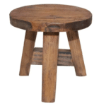 Tabouret cowboy en bois massif rond style ranch vintage (1)