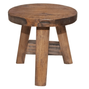 Tabouret cowboy en bois massif rond style ranch vintage