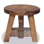 Tabouret cowboy en bois massif rond style ranch vintage (2)