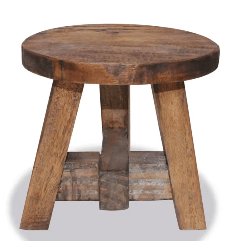 Tabouret cowboy en bois massif rond style ranch vintage (2)