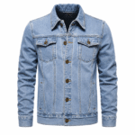Veste en jean homme bleu clair style western américain (3)