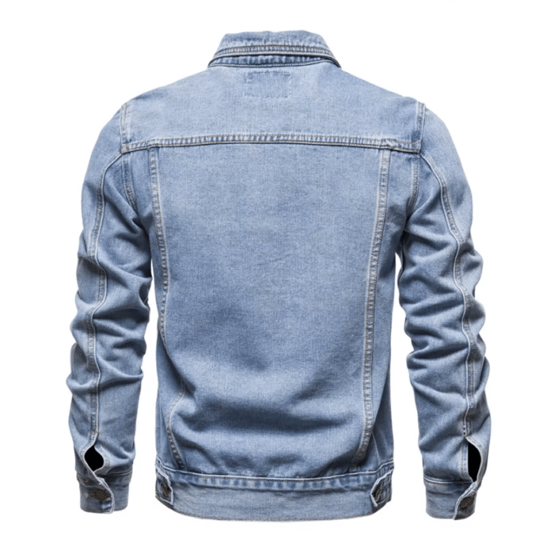 Veste en jean homme bleu clair style western américain (5)