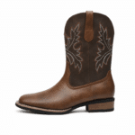 bottes cowboy marron effet cuir brodées style western (11)