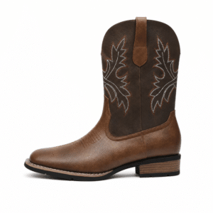 Bottes cowboy marron effet cuir brodées style western