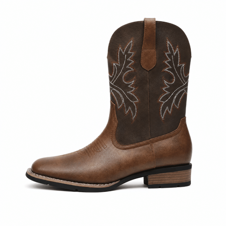 bottes cowboy marron effet cuir brodées style western (11)