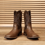 bottes cowboy marron effet cuir brodées style western (8)