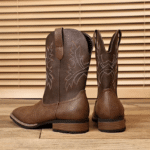 bottes cowboy marron effet cuir brodées style western (9)