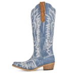bottes western femme bleu denim brodé (3)