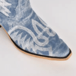 bottes western femme bleu denim brodé (4)