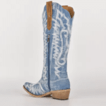 bottes western femme bleu denim brodé (5)