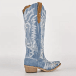 bottes western femme bleu denim brodé (6)