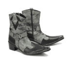 bottines western homme cuir gris camo bout carré ferré (7)