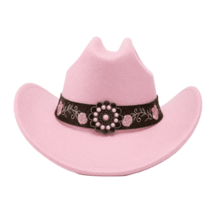 Chapeau cowboy rose brodé à bandeau floral style western