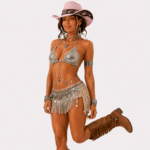 chapeau cowboy rose brodé à bandeau floral style western (2)