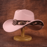 chapeau cowboy rose brodé à bandeau floral style western (4)
