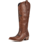 santiags marron femme croix et éléments métalliques vintage (2)