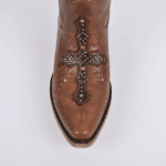 santiags marron femme croix et éléments métalliques vintage (4)