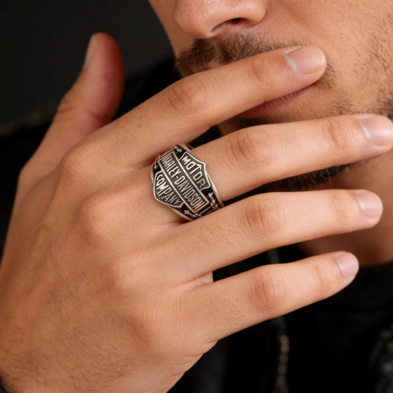 Bague Harley Davidson acier titane (2)
