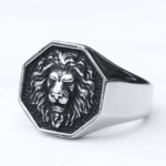 Bague chevalière homme argentée tête de lion (2)