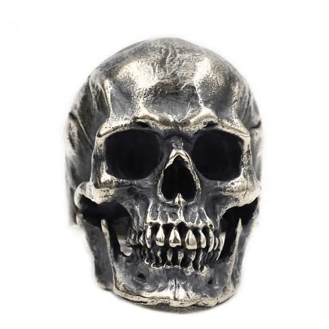Bague tête de mort homme argentée (2)