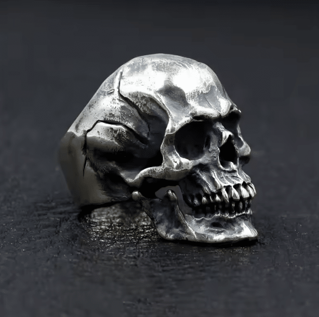 Bague tête de mort homme argentée (3)