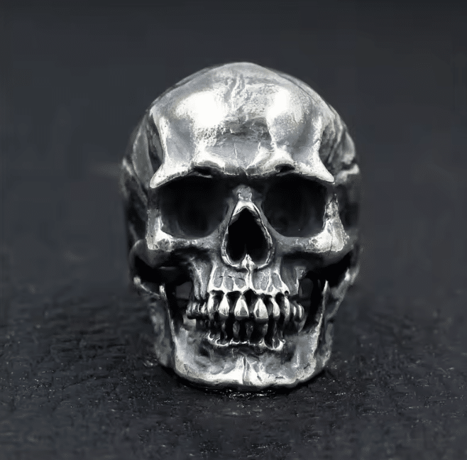 Bague tête de mort homme argentée (4)