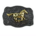 Boucle ceinture cowboy cheval doré