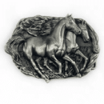 Boucle ceinture cowboy chevaux sauvages au galop