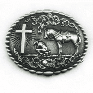 Boucle ceinture cowboy prière et cheval