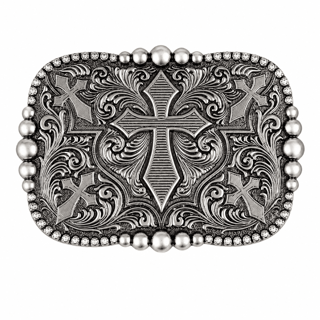 Boucle ceinture vintage cinq croix chrétiennes