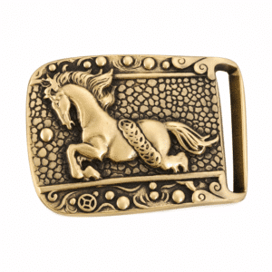 Boucle cowboy en laiton massif cheval au galop