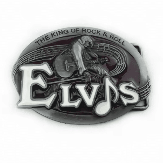 Boucle de ceinture Elvis rock’n’roll argentée