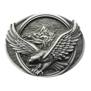 Boucle de ceinture aigle aux ailes déployées et montagnes