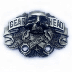 Boucle de ceinture biker crâne et pistons