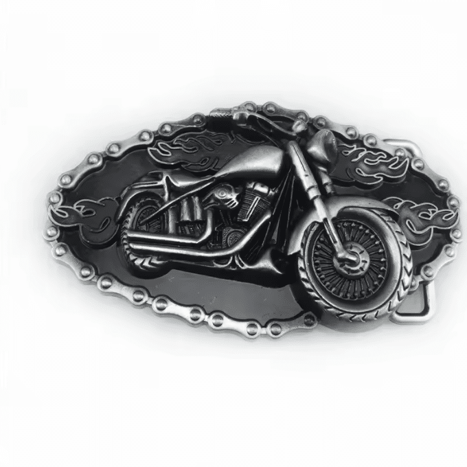 Boucle de ceinture biker moto chopper et flammes rouges (1)