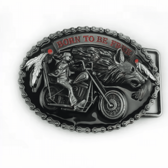 Boucle de ceinture biker moto et loup Born to Be Free (1)