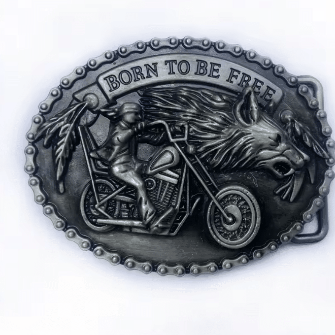 Boucle de ceinture biker moto et loup Born to Be Free (2)