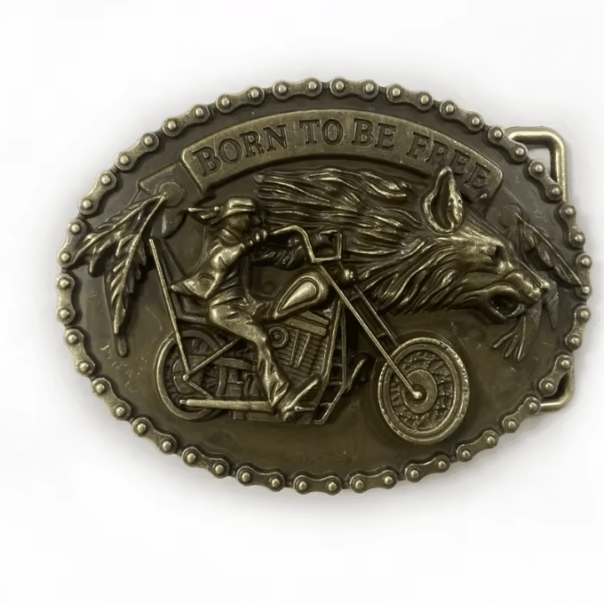 Boucle de ceinture biker moto et loup Born to Be Free (3)