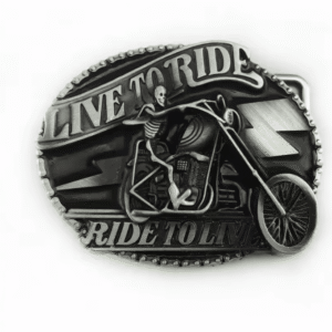 Boucle de ceinture biker squelette à moto Live to Ride