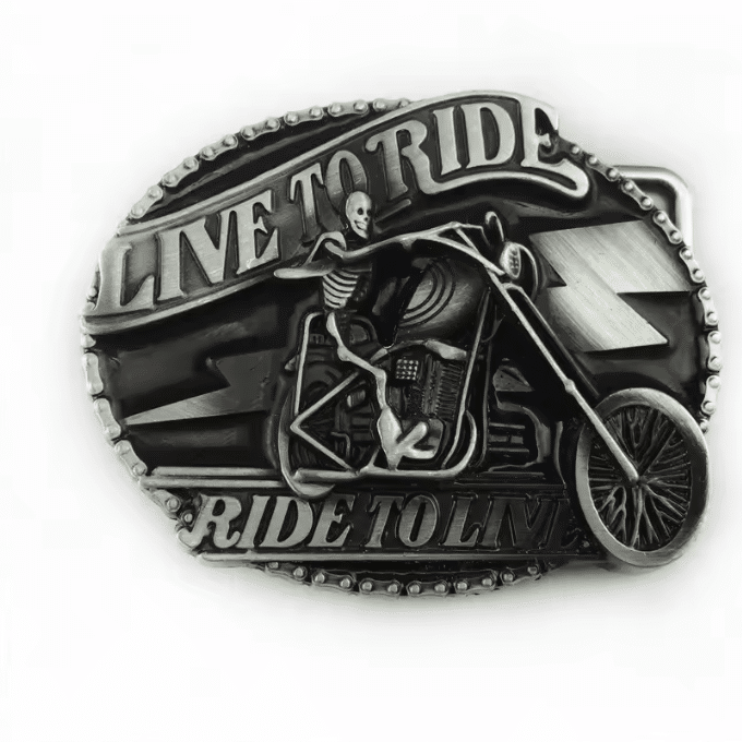 Boucle de ceinture biker squelette à moto Live to Ride (1)