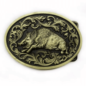 Boucle de ceinture chasseur sanglier furieux