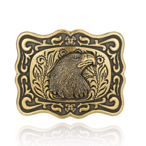 Boucle de ceinture country dorée à tête d’aigle