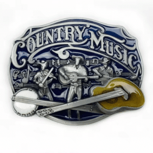 Boucle de ceinture country musiciens guitare et banjo