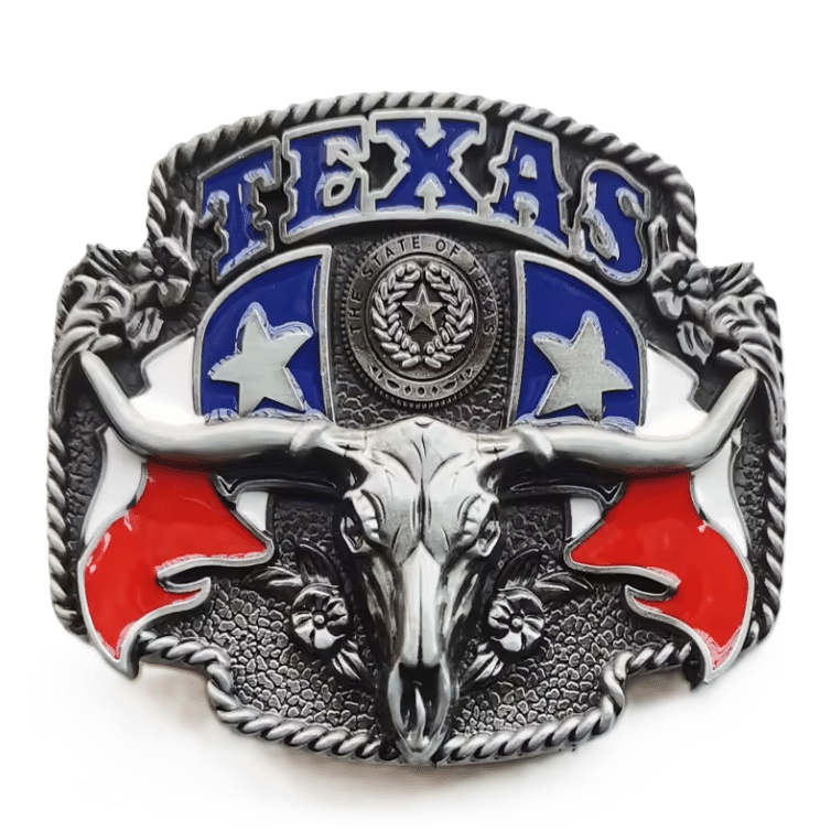 Boucle de ceinture cowboy Texas tête de taureau (3)